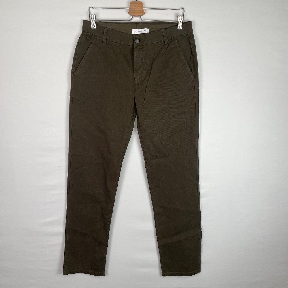 Everlane Men 100% Cotton Chino Preppy Office Work Pant Olive Green 32x32